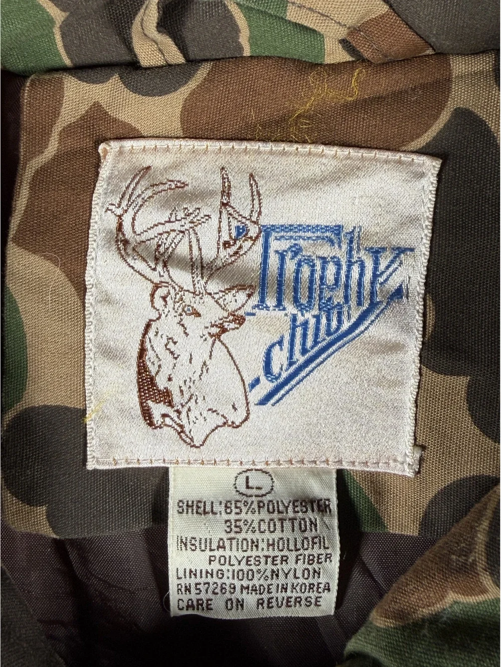 Trophy Club Camo Insulated Jacket Large Made in Korea